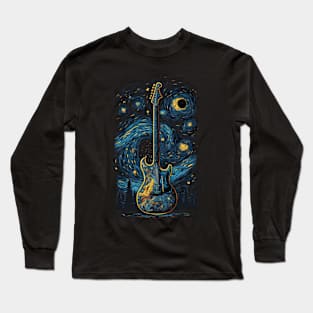 Starry Guitar Gifts Guitarist Rock Concert Festival Guitar Long Sleeve T-Shirt